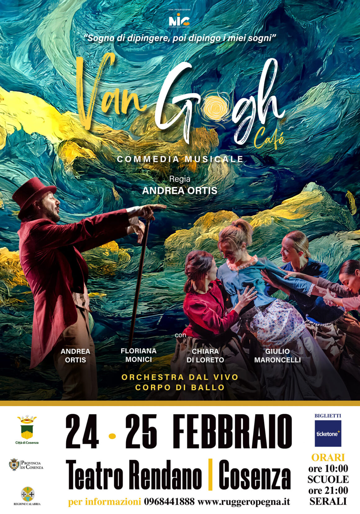 E’ INCANTO AL TEATRO RENDANO CON L’OPERA MUSICALE ‘VAN GOGH CAFE’